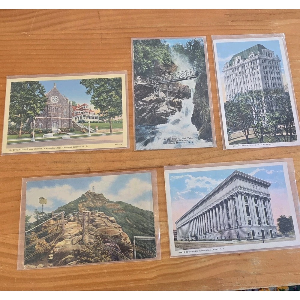 Vintage New York Postcards Lot 5 Albany Adirondacks Thousand Islands Linen